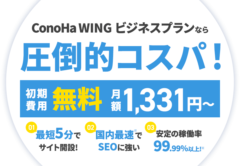 会社ホームページ作るならサーバー処理速度No.1「ConoHa WING ビジネスプラン」